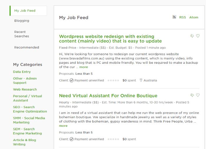 first job on Upwork